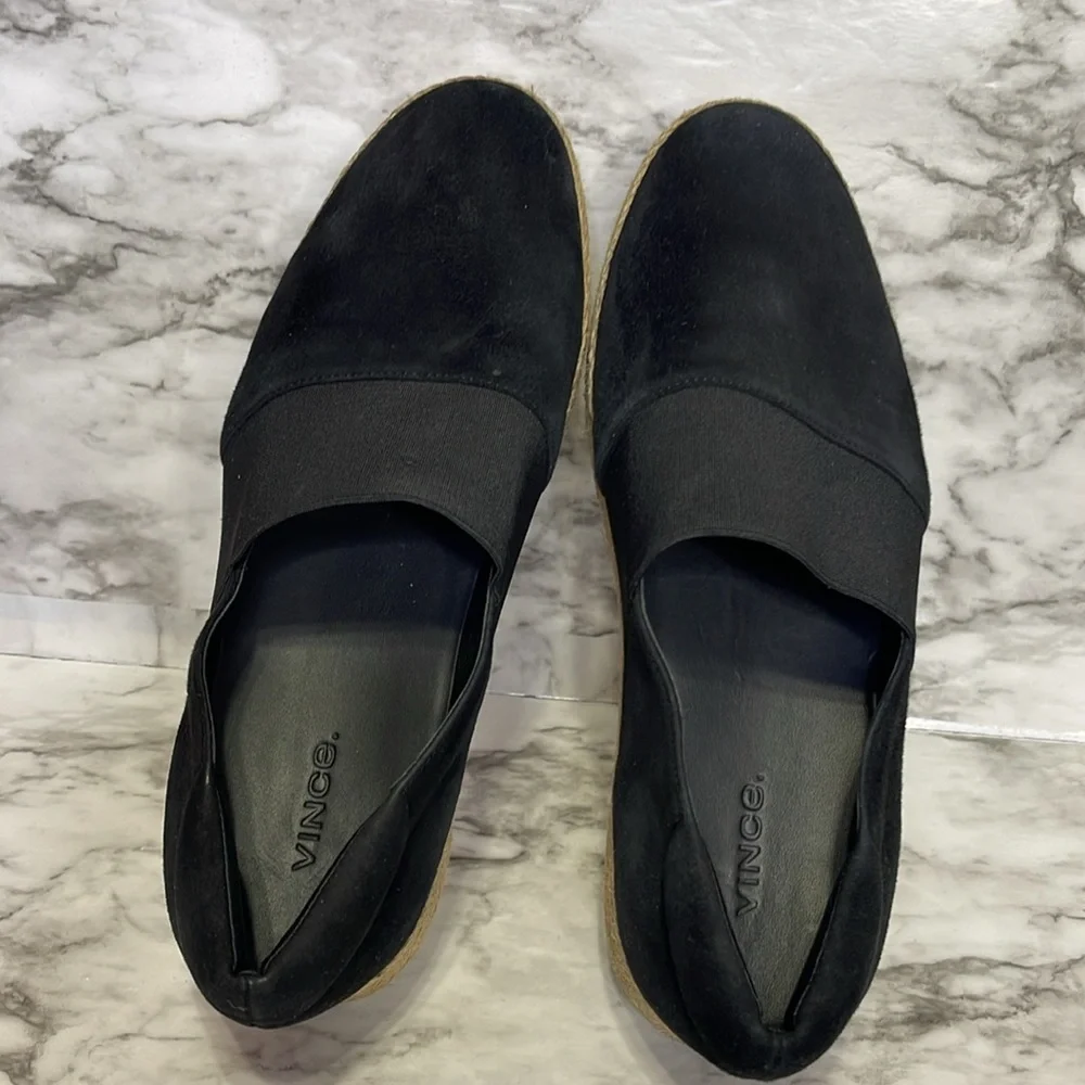 Vince Winford Women's Espadrille Suede Black Slip-On Loafers Sneakers Black 9M